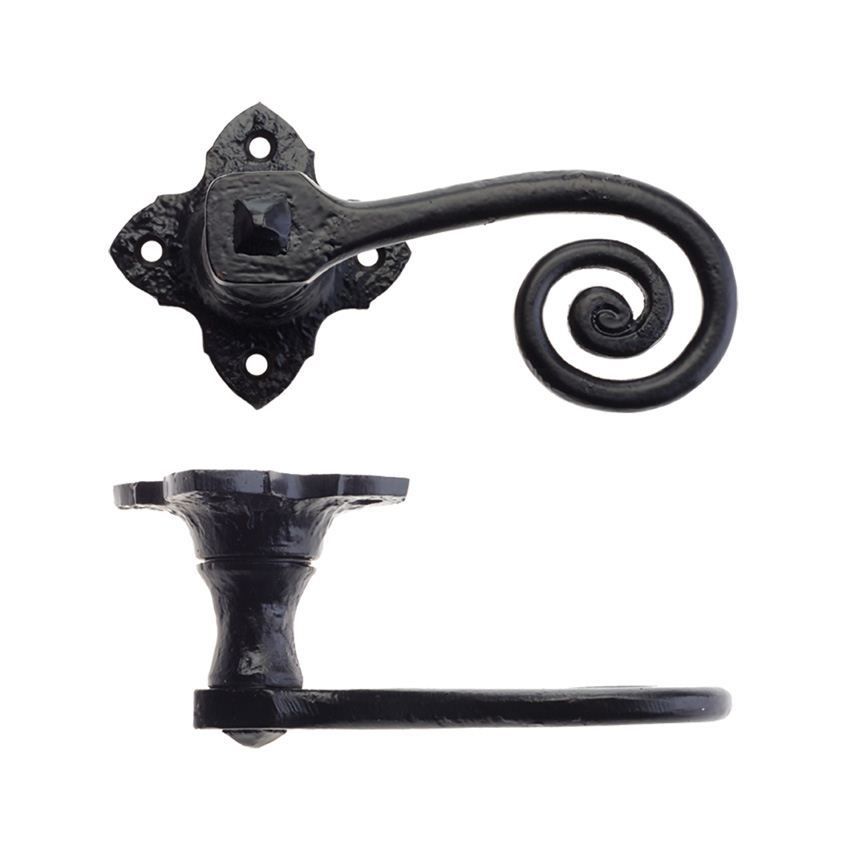 Picture of Antique Black Curly Tail Black Door Handles - Ff400