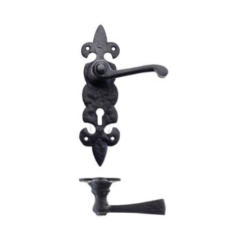 Antique Black Fleur de Lys Lock Handle - FF611 Picture of Antique Black Fleur de Lys Lock Handle - FF611