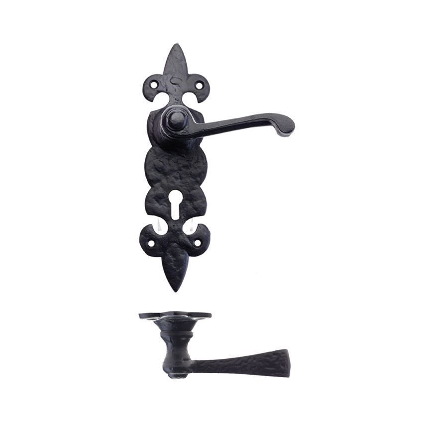 Picture of Antique Black Fleur de Lys Lock Handle - FF611