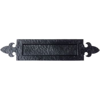 247 x 80mm Antique Black Fleur de Lys Letter Plate - FF35 Picture of 247 x 80mm Antique Black Fleur de Lys Letter Plate - FF35