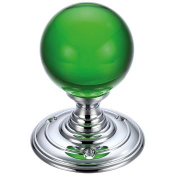 Fulton and Bray Green Glass Ball Mortice knob - FB300CPG Picture of Fulton and Bray Green Glass Ball Mortice knob - FB300CPG