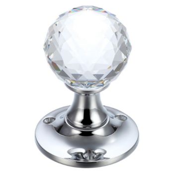 Fulton and Bray Clear Glass Faceted door knob - FB401CP Picture of Fulton and Bray Clear Glass Faceted door knob - FB401CP