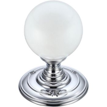 Fulton and Bray Glass Frosted door knob - FB302CP Picture of Fulton and Bray Glass Frosted door knob - FB302CP