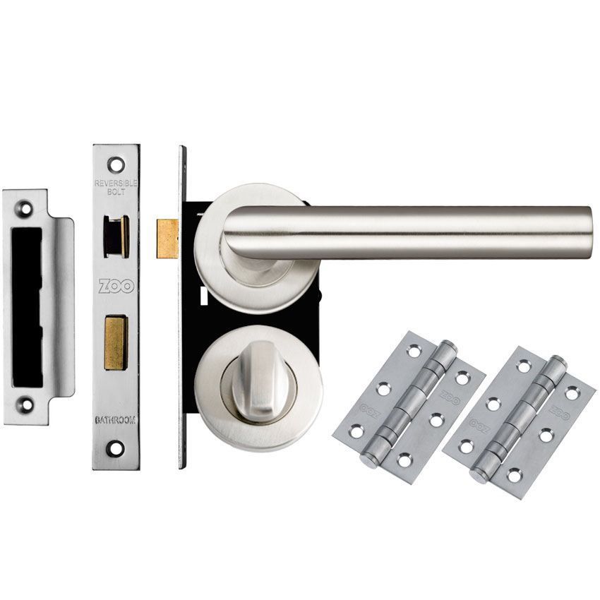 Complete Euro Lock Door Handle Pack - Mitred Twin Finish (Polished/Satin Chrome) - For Multiple Occupancy