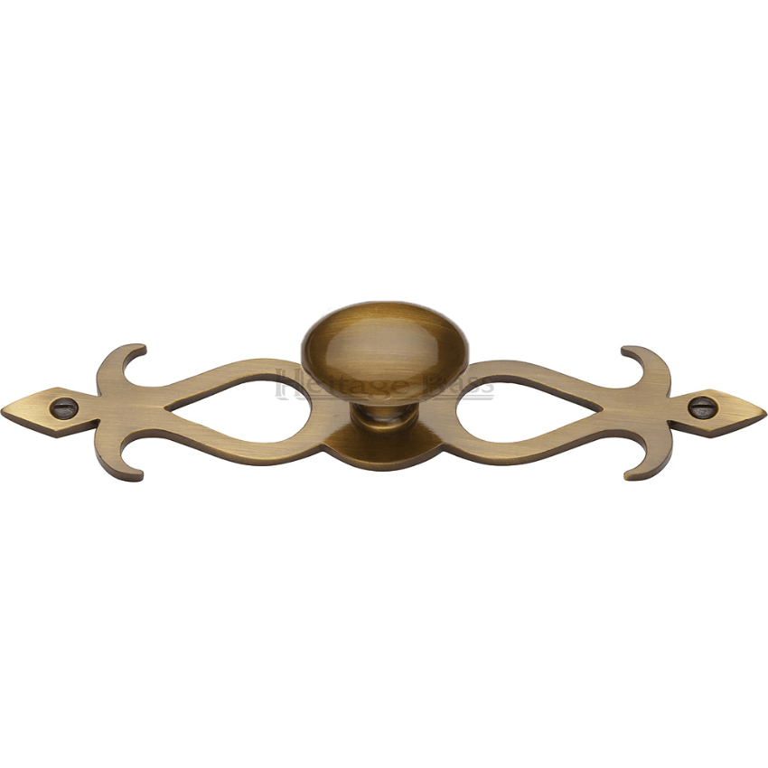 Oval Backplate Design Cabinet Knob in Antique Brass Finish - C3072-AT