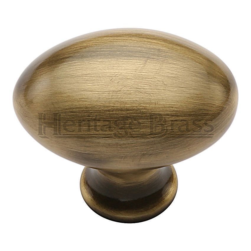 Oval Design Cabinet Knob in Antique Brass Finish - C114-AT