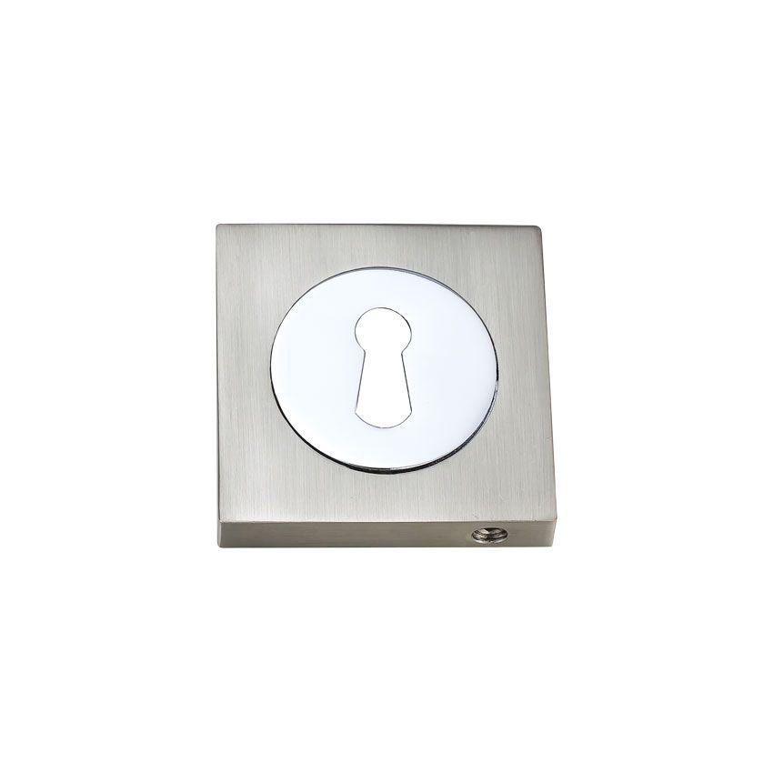 Picture of Fortessa Keyhole Escutcheon Square SatinNickel/Polished Chrome - FSESC-SNCP