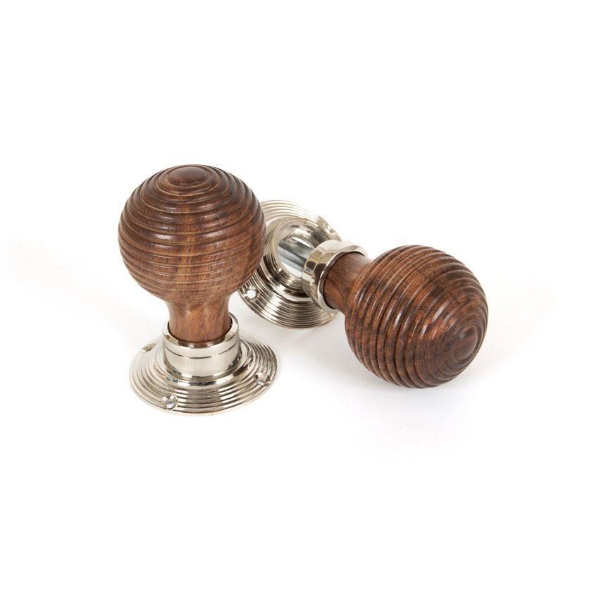 Picture of Rosewood and Polished Nickel Beehive Mortice/Rim Knob Set - 83635