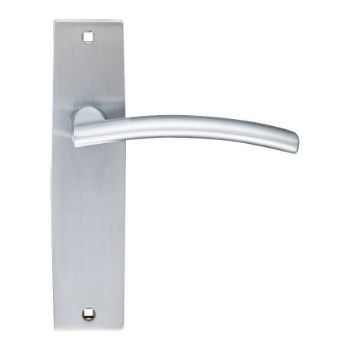 Amalfi Satin Chrome Door Handle on Backplate Amalfi Satin Chrome Door Handle