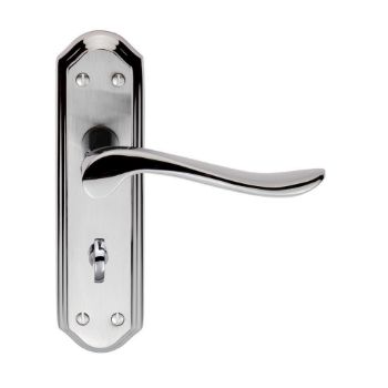 Lytham Bathroom Door handles in Dual Satin Chrome and Polished Chrome Lytham Bathroom Door handles in Dual Satin Chrome and Polished Chrome