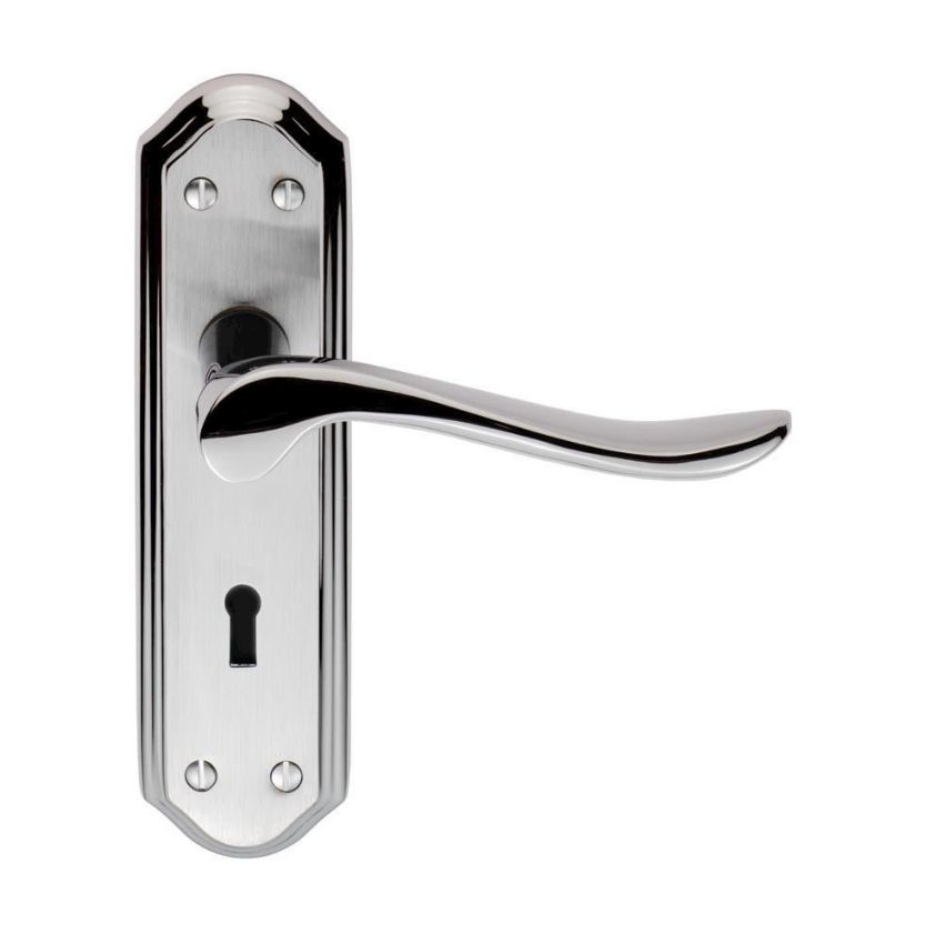 Lytham Lock Door Handles in Dual Chrome and Satin Chrome Finish