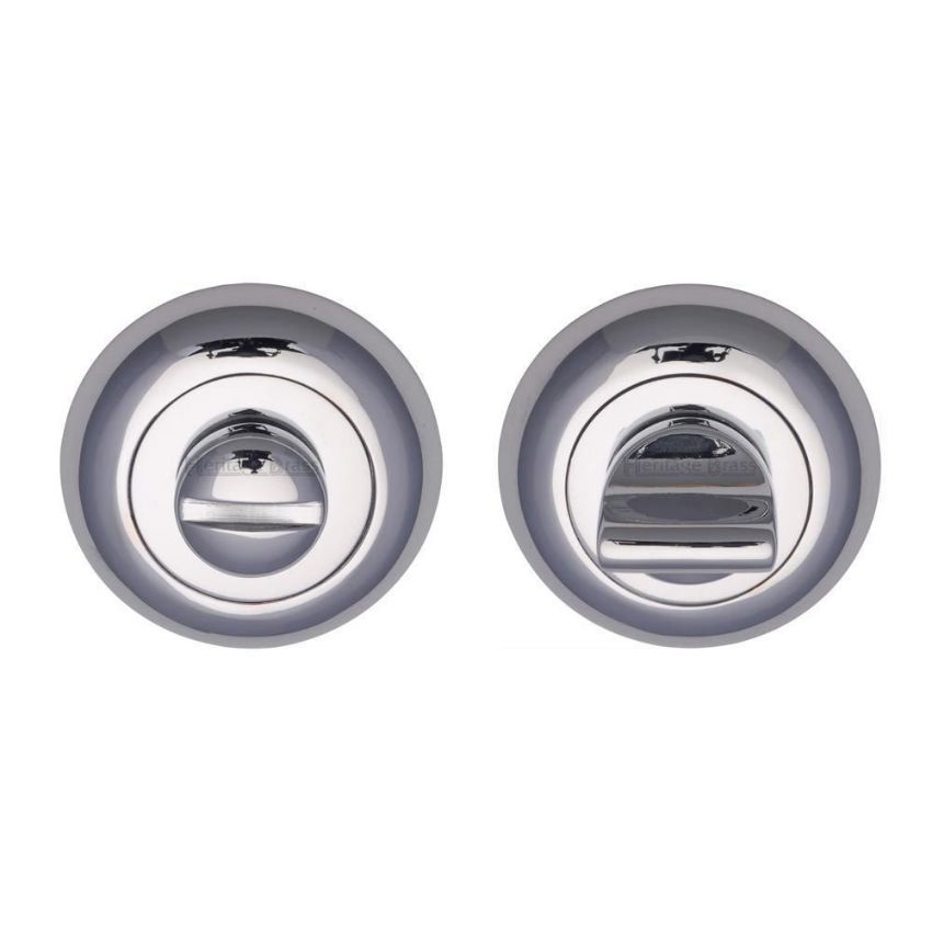 Polished chrome bathroom door lock, V4042-PC