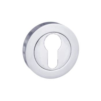Euro cylinder profile key hole cover in polished chrome Euro cylinder profile key hole cover in polished chrome