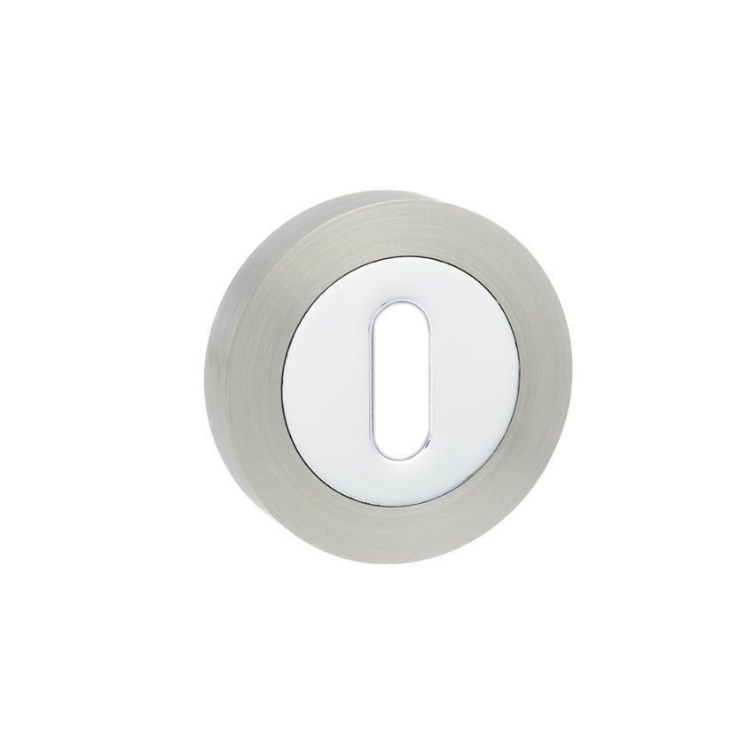 Standard profile key hole cover in dual nickel chrome