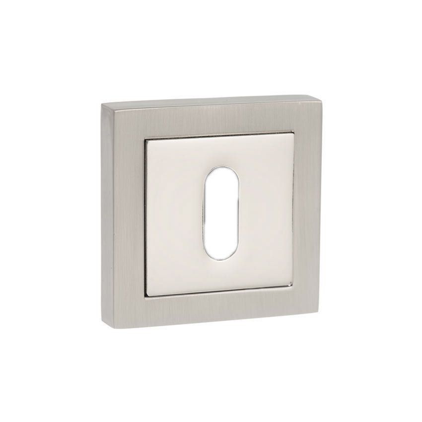 Square standard profile key hole cover in dual nickel