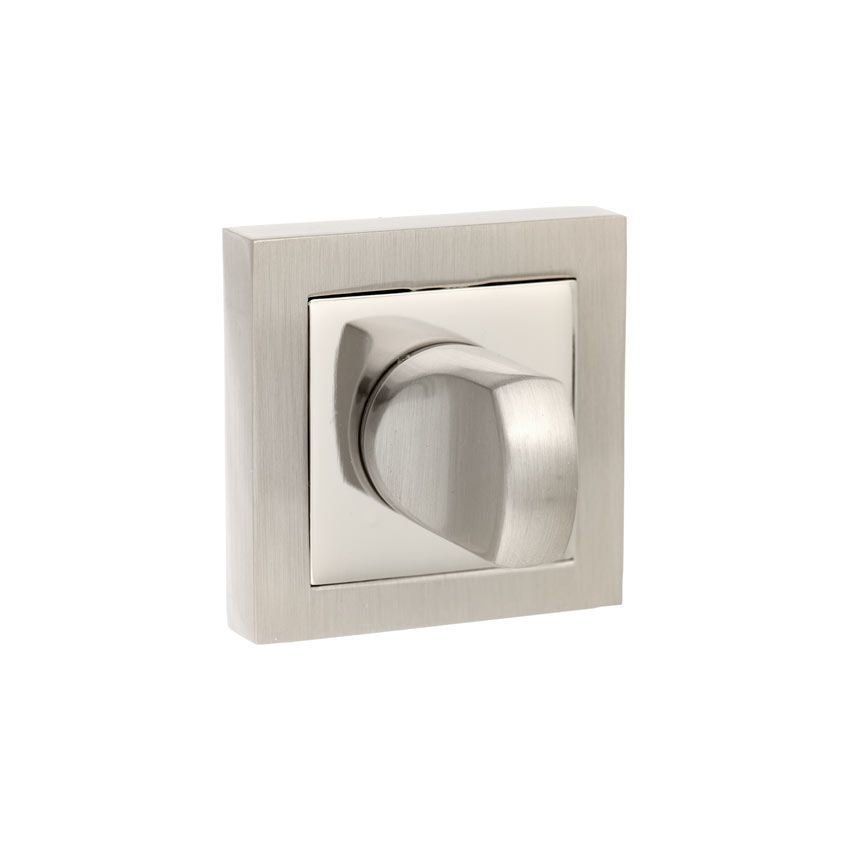 Square WC bathroom thumb turn in dual nickel