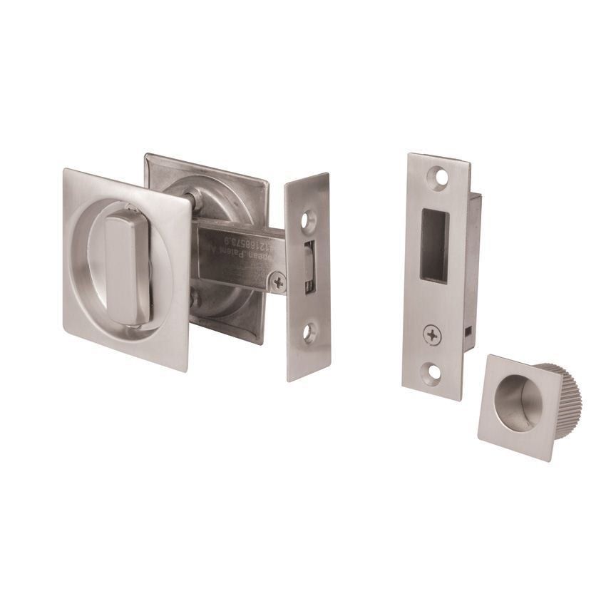 Square sliding bathroom door lock