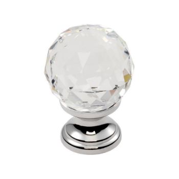 Cut Crystal Cabinet Door Knob on Chrome Rose Cut Crystal Cabinet Door Knob on Chrome Rose