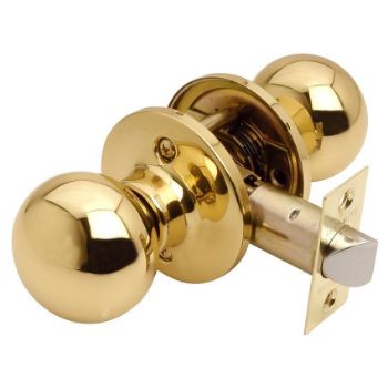 Bala Passage Knobset in Polished Brass Bala Passage Knobset in Polished Brass