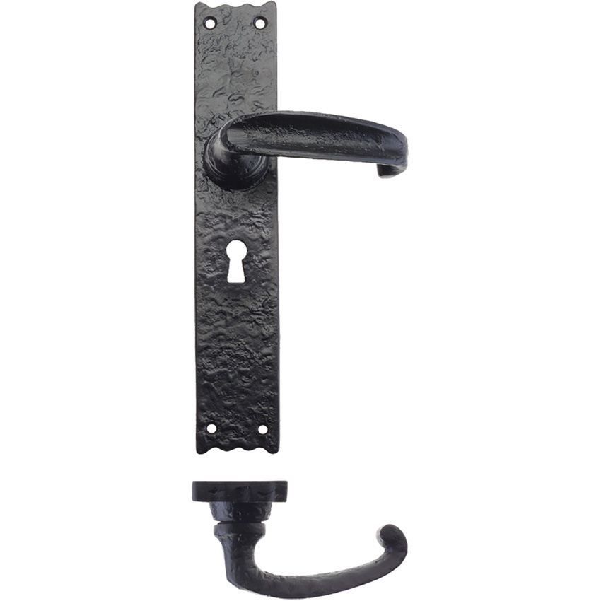 Picture of Antique Black Traditional Long Plate Lock Handle - FF511