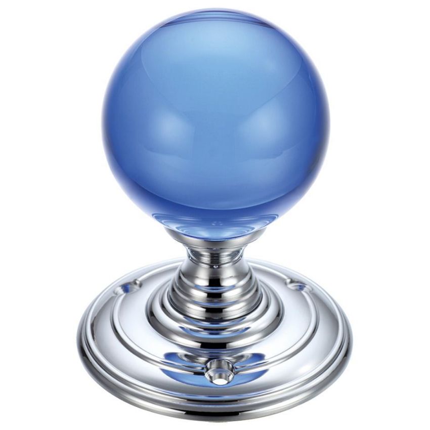 Picture of Fulton and Bray Blue Glass Ball Mortice knob - FB300CPB