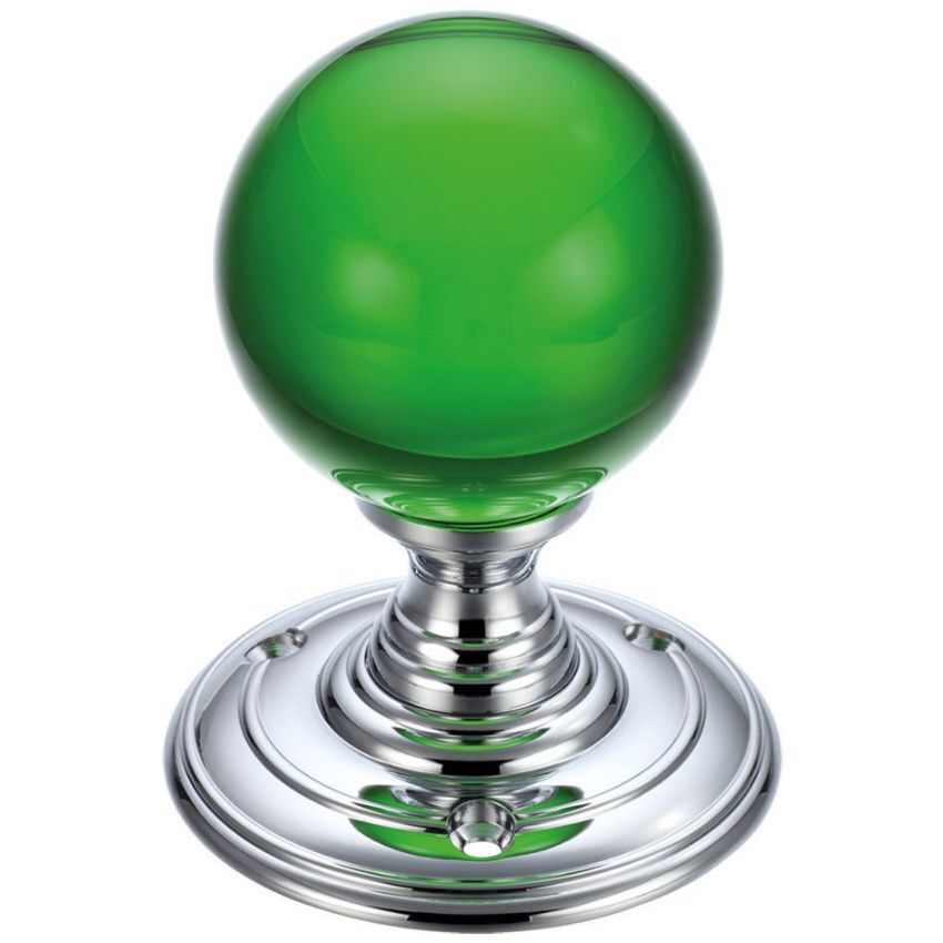 Picture of Fulton and Bray Green Glass Ball Mortice knob - FB300CPG