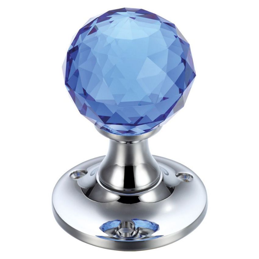 Picture of Fulton and Bray Blue Glass Faceted door knob - FB401CPB