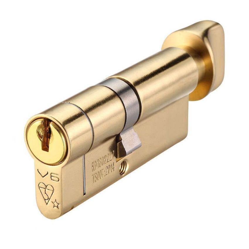 Picture of MPx6 Kitemarked 6 Pin Cylinders Key and Thumb Turn-Polished Brass- CYX713PB