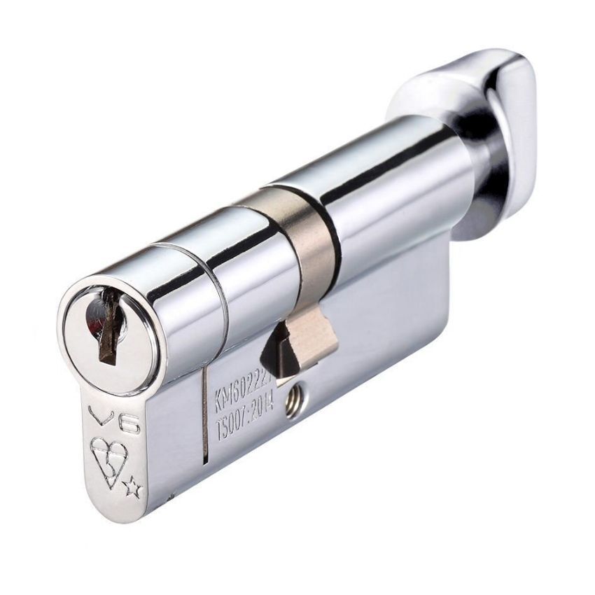 Picture of MPx6 Kitemarked 6 Pin Cylinders Key and Thumb Turn-Polished Chrome- CYX713PC