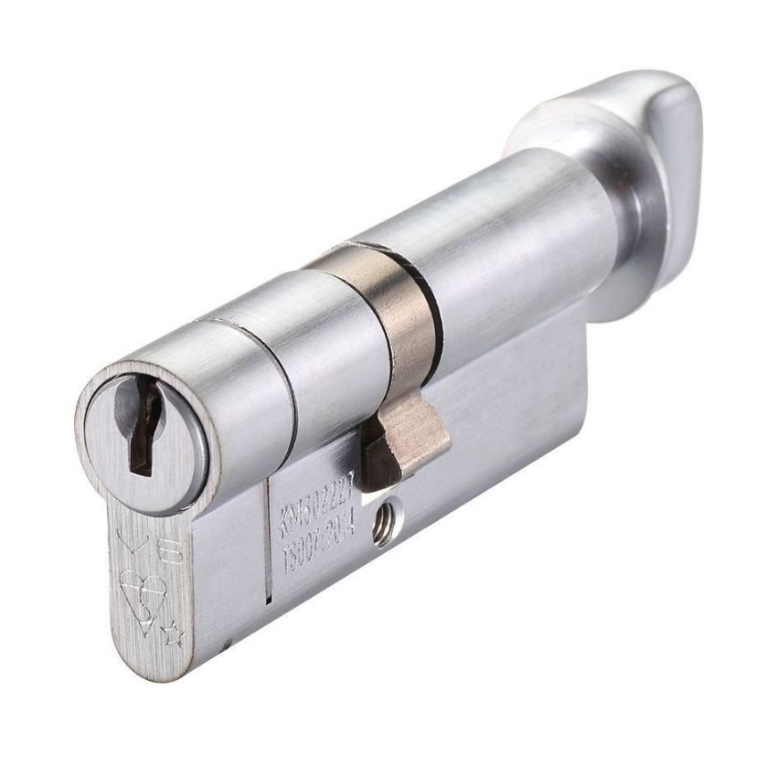 MPx6 Kitemarked 6 Pin Cylinders Key and Thumb Turn-Satin Chrome- CYX713SC