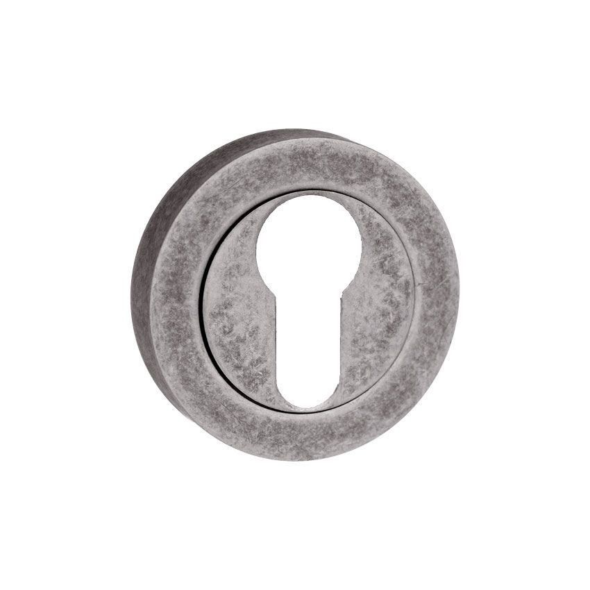 Euro cylinder profile key hole cover in distressed silver