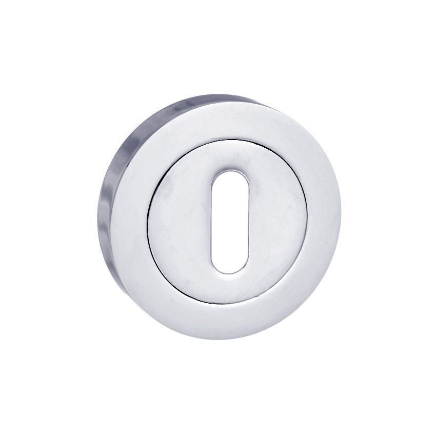 Round standard profile key hole cover in polished chrome