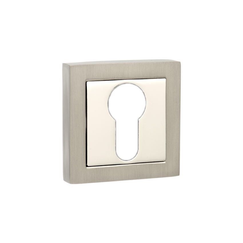 Square euro cylinder profile key hole cover in dual nickel