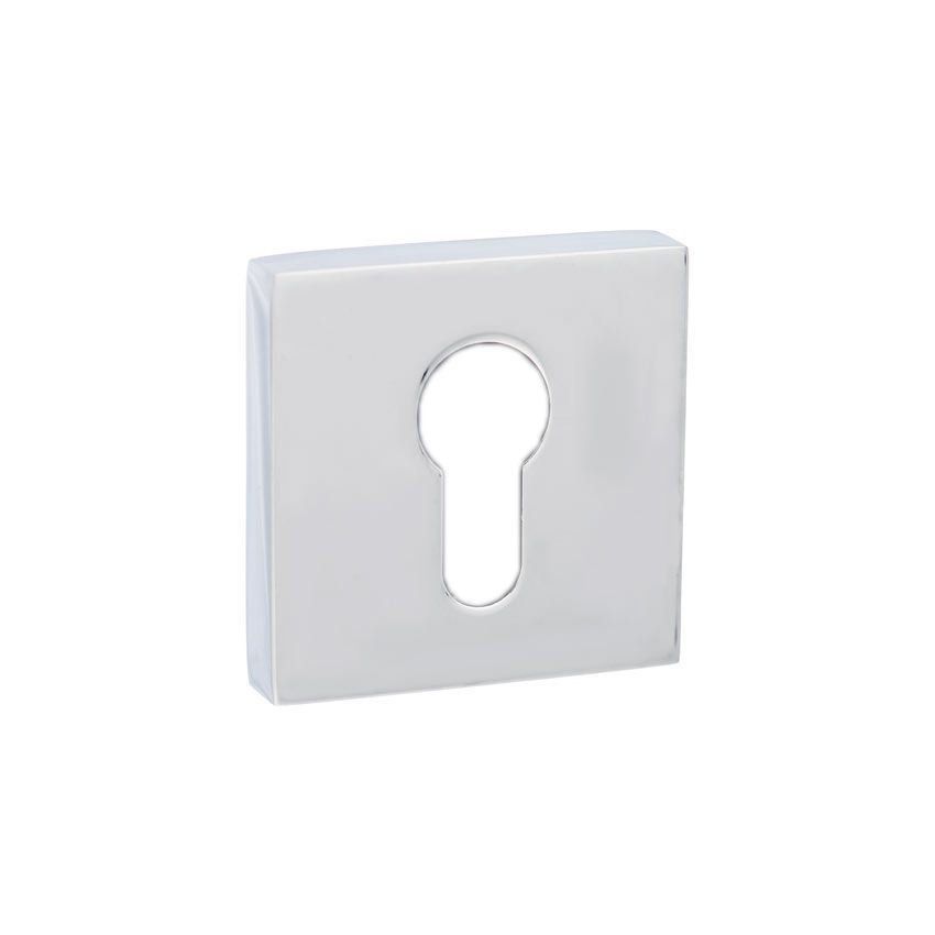 Square euro cylinder profile key hole cover in polished chrome
