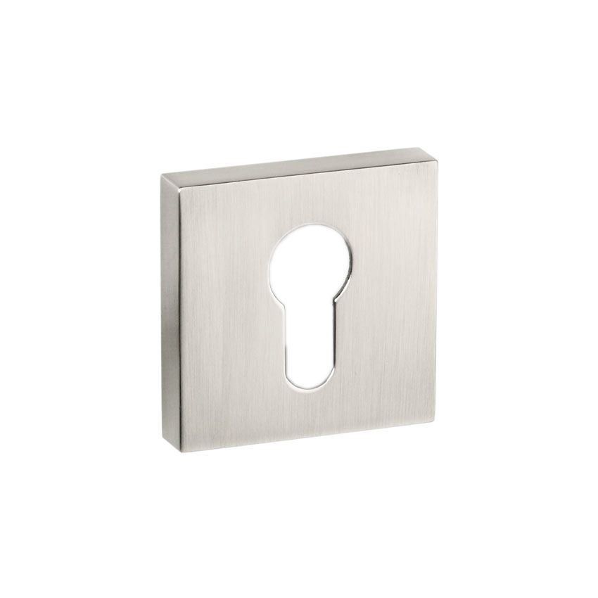 Square euro cylinder profile key hole cover in satin nickel