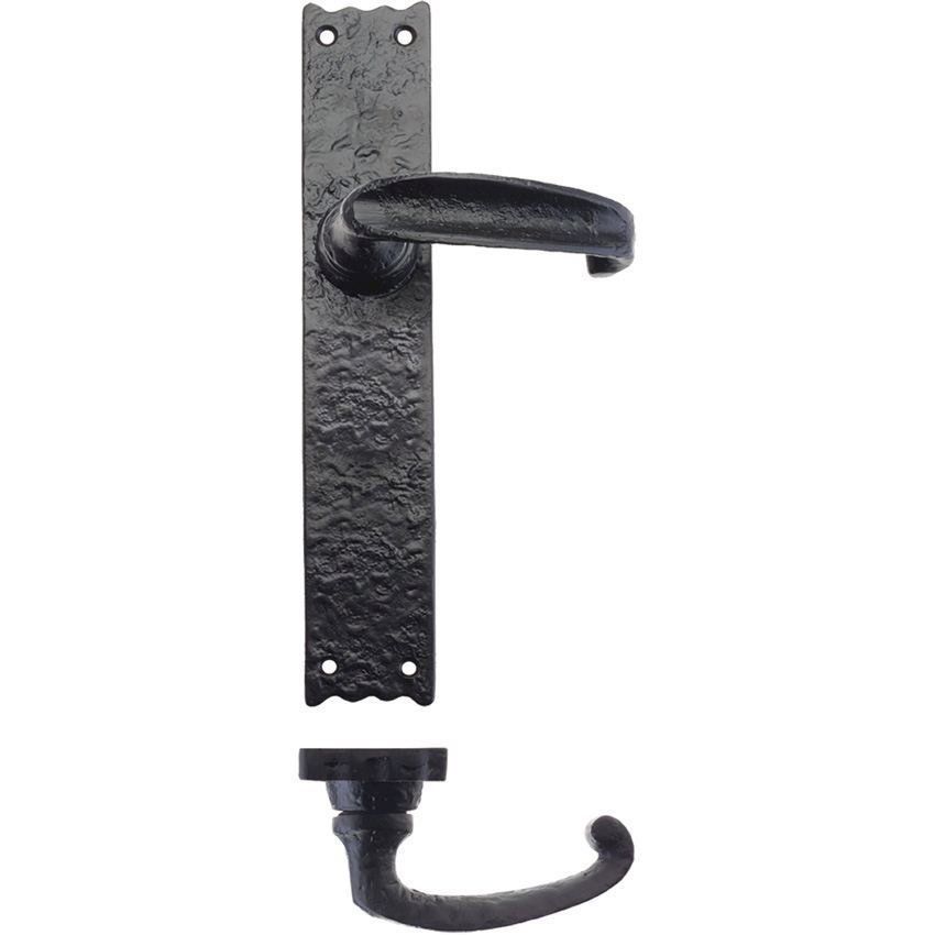 Picture of Antique Black Traditional Long Plate Black Door Handles - Ff512