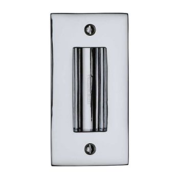 Flush door handle for sliding doors and pocket doors in polished chrome finish Flush door handle for sliding doors and pocket doors in polished chrome finish