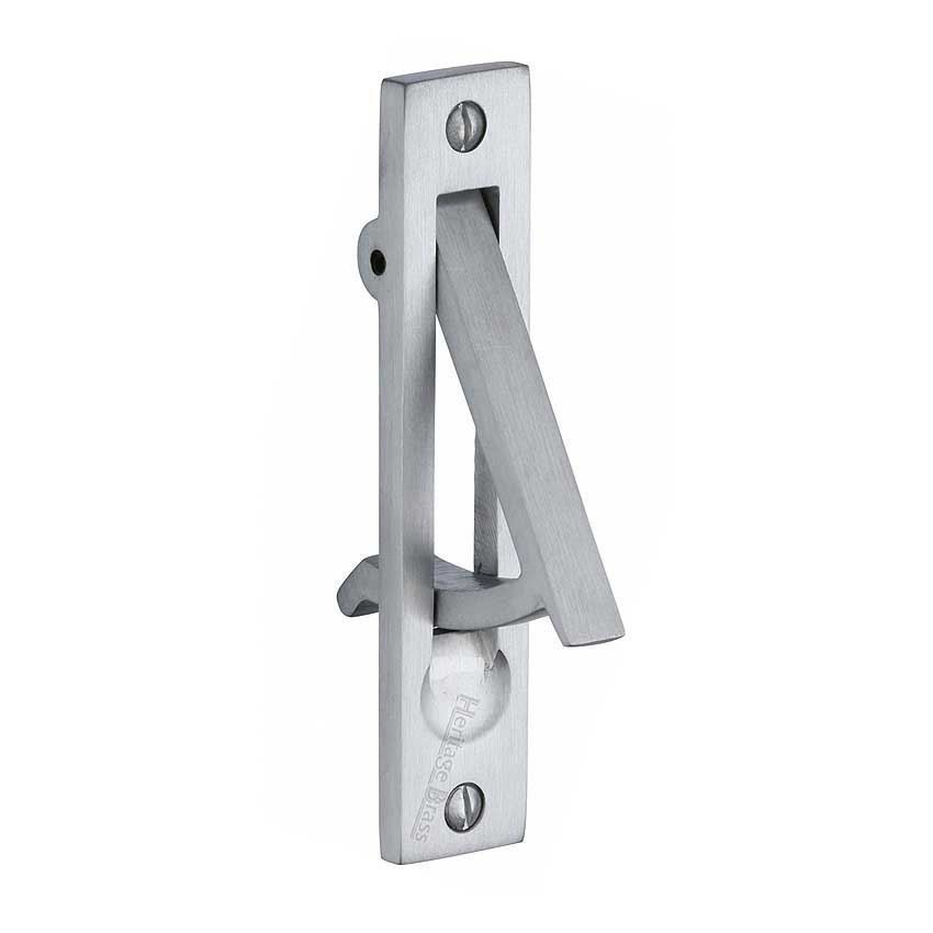 Sliding door and pocket door edge pull in satin chrome finish