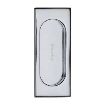 Flush door handle for sliding doors and pocket doors in polished chrome finish Flush door handle for sliding doors and pocket doors in polished chrome finish