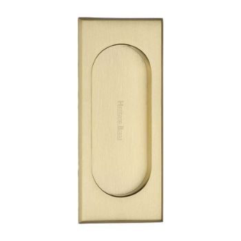 Flush door handle for sliding doors and pocket doors in satin brass finish Flush door handle for sliding doors and pocket doors in satin brass finish