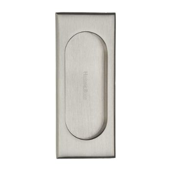 Flush door handle for sliding doors and pocket doors in satin nickel finish Flush door handle for sliding doors and pocket doors in satin nickel finish