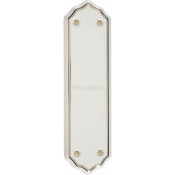 Porcelain Fingerplate In Plain White With Gold Line Feature. Porcelain Fingerplate In Plain White With Gold Line Feature.