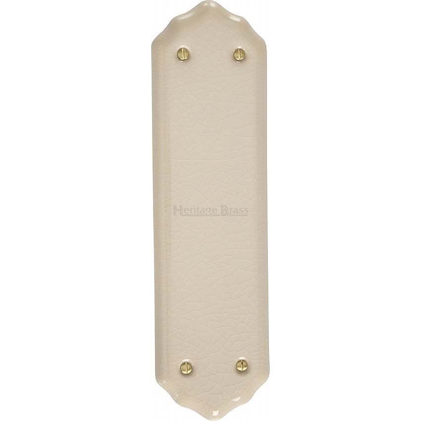 Shaped Porcelain Fingerplate In Cream Crackle Glaze