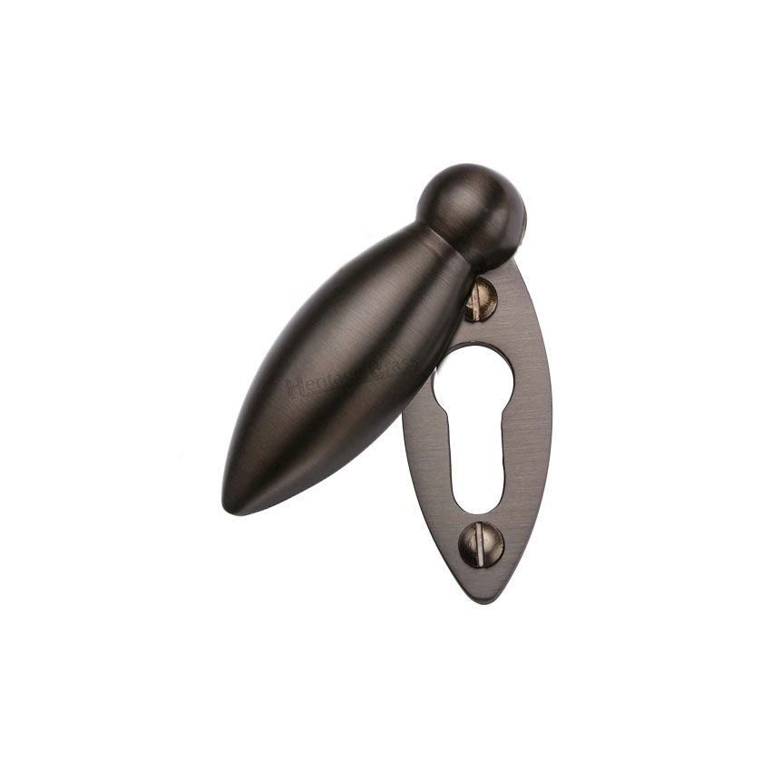 	Peardrop escutcheon key hole cover in matt bronze