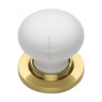 White Mortice Door Knob With Polished Brass Base White Mortice Door Knob With Polished Brass Base