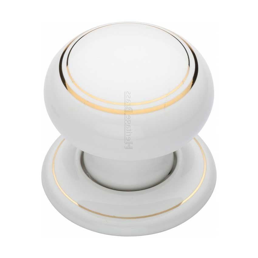 Picture of Gold Line Mortice Door Knob With Porcelain Base - 6010-PR