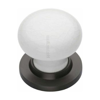 White Crackle Mortice Door Knob With Matt Bronze Base - 7010-MB Picture of White Crackle Mortice Door Knob With Matt Bronze Base - 7010-MB