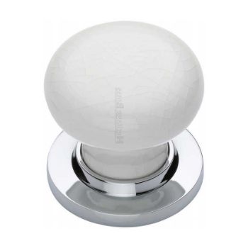 White Crackle Mortice Door Knob With Polished Chrome Base - 7010-PC Picture of White Crackle Mortice Door Knob With Polished Chrome Base - 7010-PC