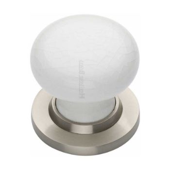 White Crackle Mortice Door Knob With Satin Nickel Base - 7010-SN Picture of White Crackle Mortice Door Knob With Satin Nickel Base - 7010-SN