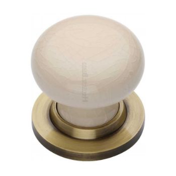 Cream Crackle Mortice Door Knob With Antique Brass Base - 8010-AT Picture of Cream Crackle Mortice Door Knob With Antique Brass Base - 8010-AT